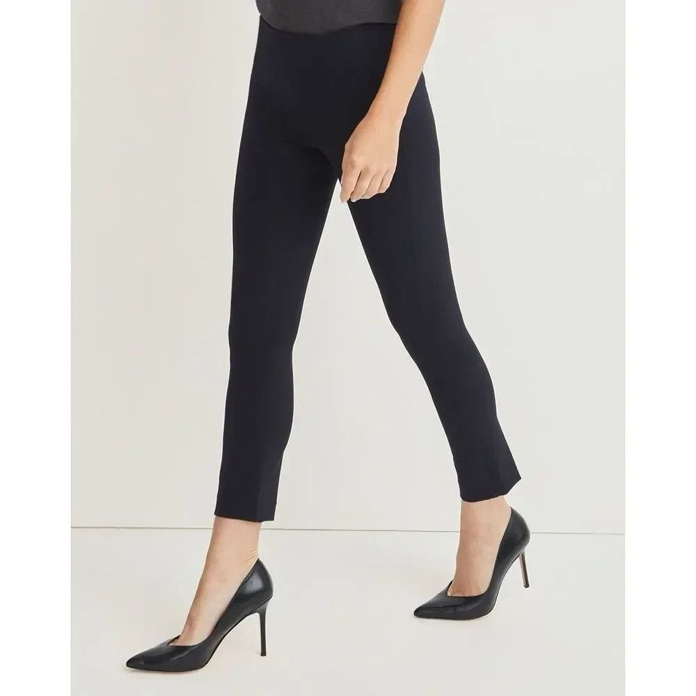 VERONICA BEARD Black Zip Back Scuba Mid Rise Straight Stretch Crop Pant SIZE 12